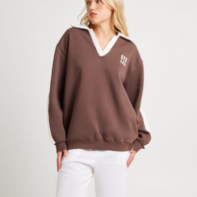 Online SUBTITLED Polo Panel Fleece Jumper