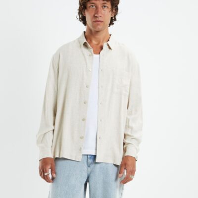 Online ARVUST Harrison Linen Long Sleeve Shirt Natural