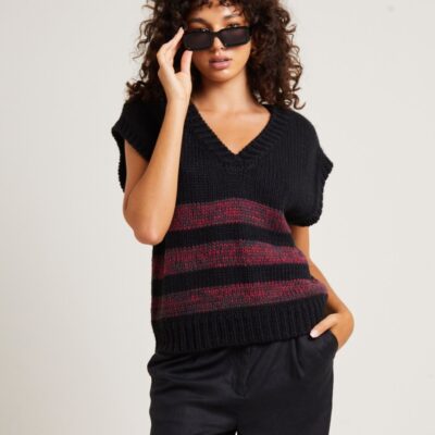 Clearance  INSIGHT Hockney Stripe Knit Vest Black