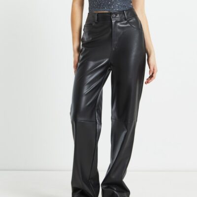 Wholesale ALICE IN THE EVE Karli Leather Look Straight Leg Pants In Black