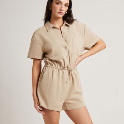 Online SUBTITLED Shelly Short Sleeve Playsuit In Oat