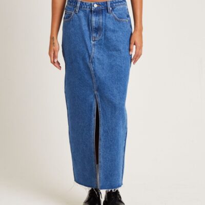 Clearance  INSIGHT Eva Maxi Denim Skirt Moody Blue