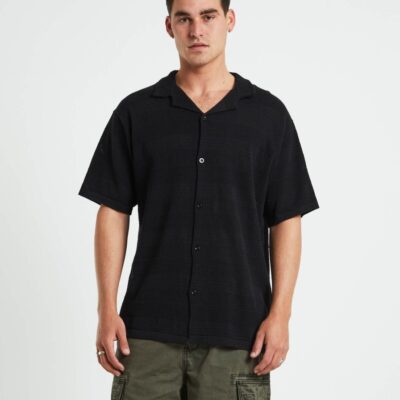 Online ARVUST Knitted Short Sleeve Resort Shirt In Black