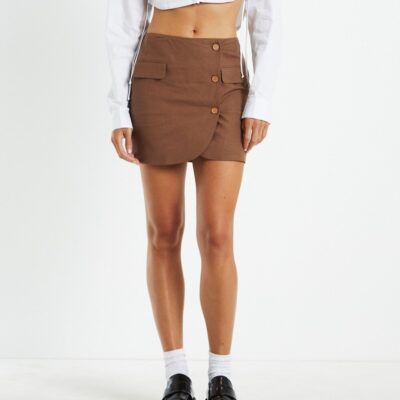 Hot SUBTITLED Lotti Wrap Blazer Skirt Brown