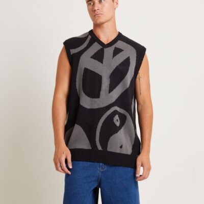 Hot SPENCER PROJECT Peace Corp Knitted Vest In Black