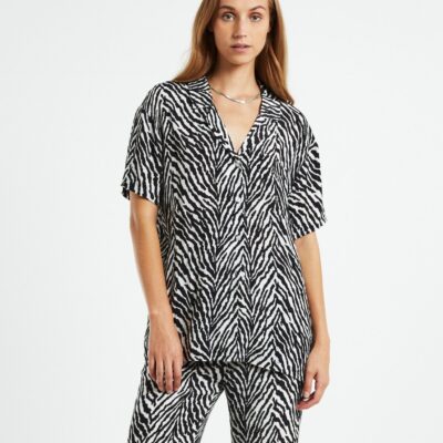 Hot CHARLIE HOLIDAY Lola Short Sleeve Zebra Black