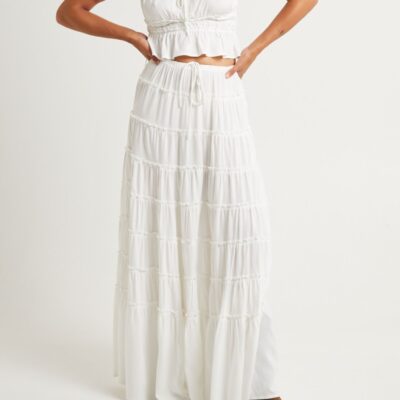 Wholesale SUBTITLED Sereno Tiered Maxi Skirt White