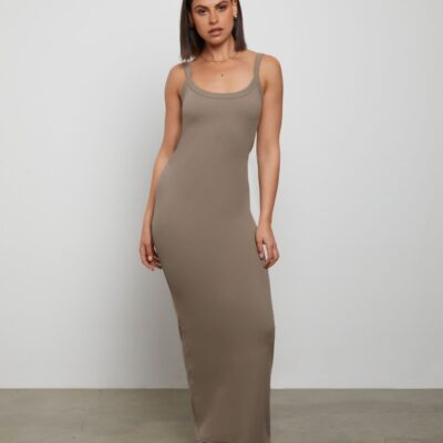 Wholesale GENERAL PANTS CO. BASICS Backless Midi Dress In Brown