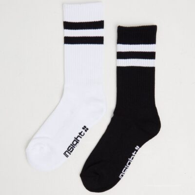 New INSIGHT Core Stripe Crew Socks 2 Pack White/Black