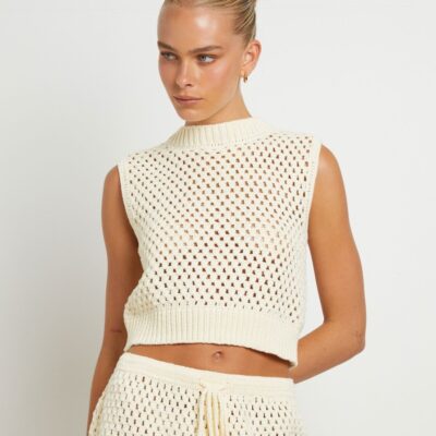 Wholesale FLEUR BY BLANCA STUDIO Isla Crochet Vest In Cream