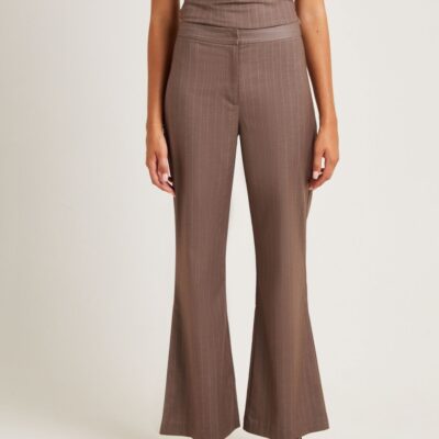 New ALICE IN THE EVE Jenna Pinstripe Straight Pants Chocolate