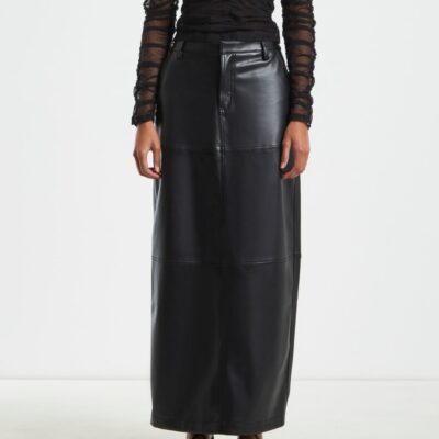 Clearance  ALICE IN THE EVE Millie Leather Look Maxi Cargo Skirt Black