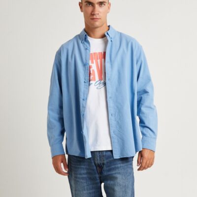 Best LEVIS Authentic Button Down Long Sleeve Shirt Allure Blue