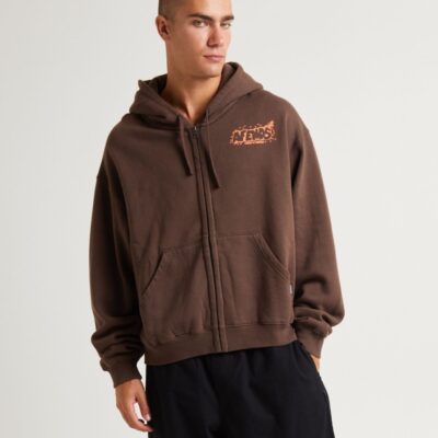 Clearance  AFENDS Cosmic Life Recycled Zip Hoodie Coffee