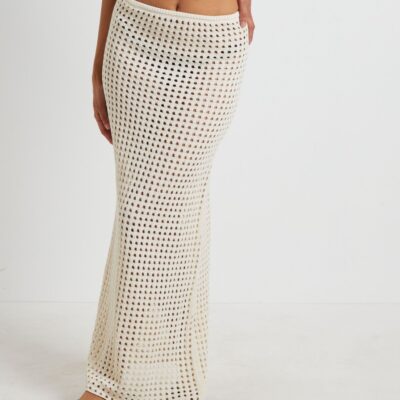 Online SUBTITLED Iris Crochet Maxi Skirt In Warm White