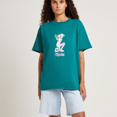 New AFENDS Fight Or Flight Recycled Oversized Tee Pine Green