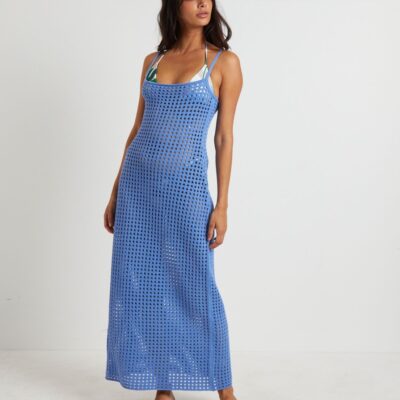 Wholesale SUBTITLED Calypso Crochet Midi Dress In Sea Blue