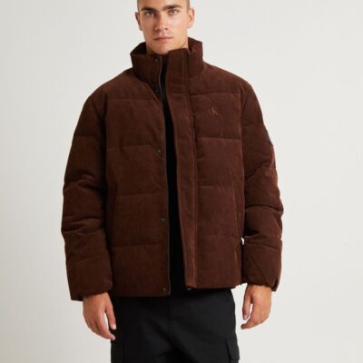 Online CALVIN KLEIN Corduroy Puffer Jacket Dark Chestnut