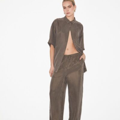 Online STUDIO Ember Silky Jacquard Pj Pants In Coffee Brown