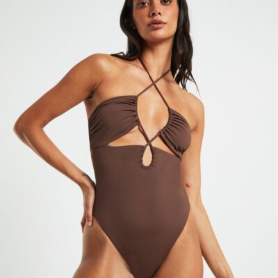 Clearance  SUBTITLED Bandeau One Piece In Coffee Brown