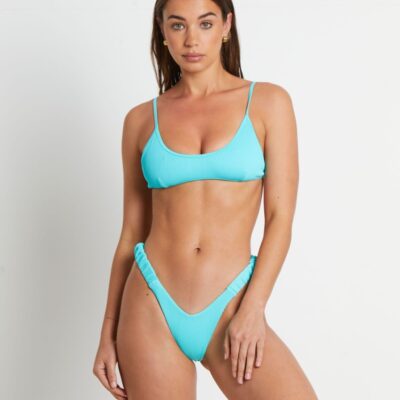 Best KULANI KINIS Minimal Tie Back Bikini Top In Aqua Ribbed