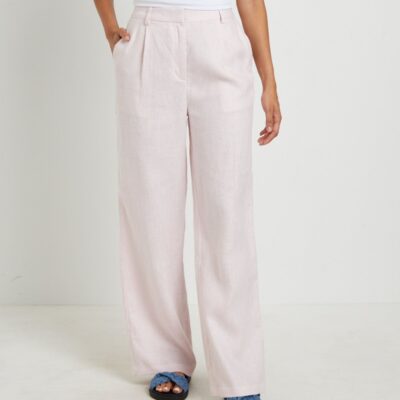 New SUBTITLED Jemimah Linen Trousers In Fairy Floss