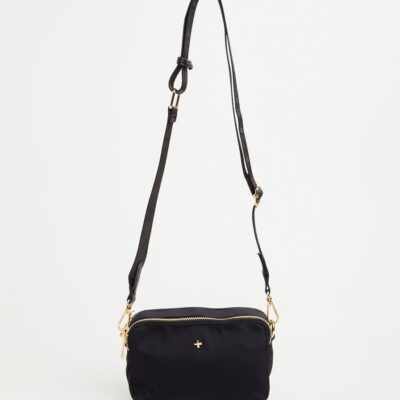 New PETA AND JAIN Laroi Cross Body Bag In Black Nylon Gold