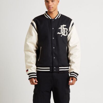 New FUBU Old English College Jacket Black