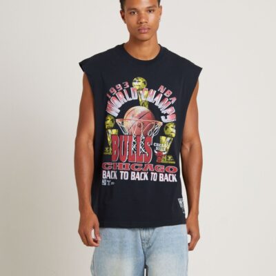 Best MITCHELL & NESS Bulls Muscle Top In Faded Black