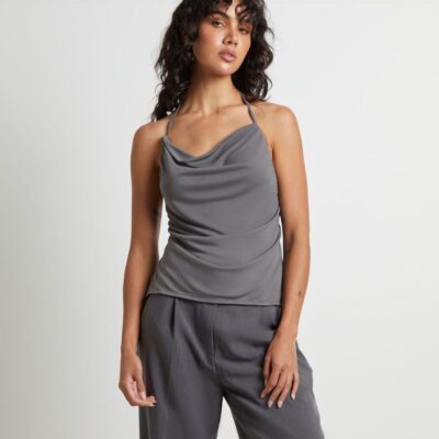 Wholesale ALICE IN THE EVE Frankie Slinky Cowl Neck Halter Top In Slate Grey