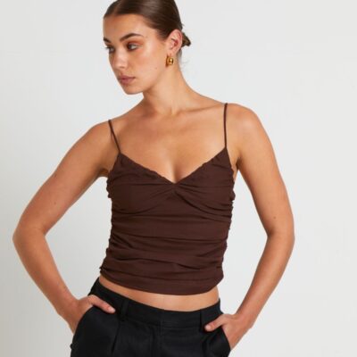 Online SUBTITLED Norah Gather Cami In Coffee Brown