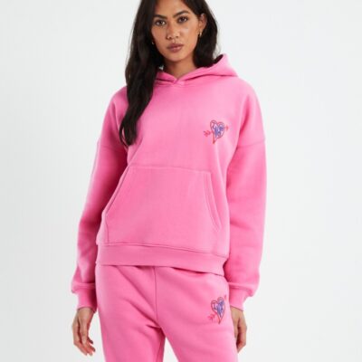 Best INSIGHT Cross My Heart Fleece Hoodie Pink