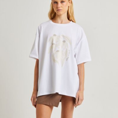 Clearance  SUBTITLED Sandy Oversized Short Sleeve T-Shirt In White