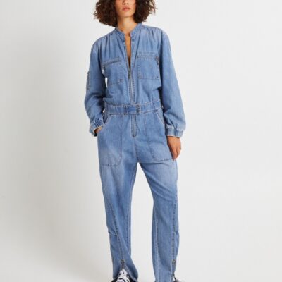 New ONE TEASPOON Denim Trucker Overalls Blue Lilac