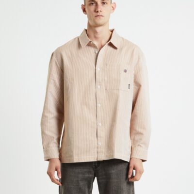 Online AFENDS Night Shade Recycled Long Sleeve Shirt White Stripe