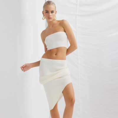 Clearance  SNDYS Davia Knit Crop Top Off White