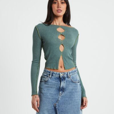 Wholesale BDG URBAN OUTFITTERS Bdg Cut Out Long Sleeve Top Green