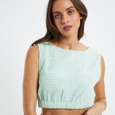 Best SUBTITLED Ashby Terry Towelling Crop Top Green