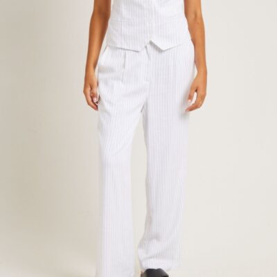 New SUBTITLED Jemimah Pinstripe Pants White