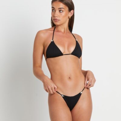 Online INSIGHT Plisse Y2K Triangle Bikini Set In Black