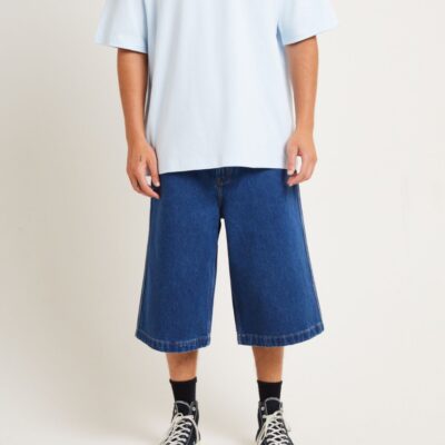 Clearance  SPENCER PROJECT 3/4 Skate Denim Jorts In Y2K Indigo