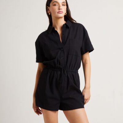 Online SUBTITLED Shelley Short Sleeve Playsuit In Black