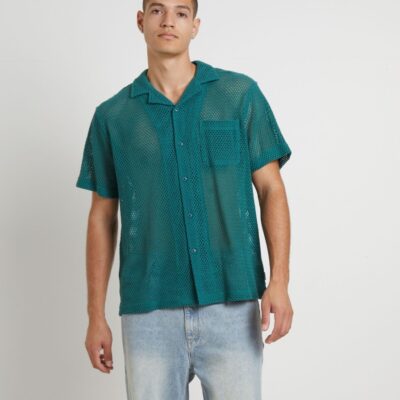 Wholesale ARVUST Diego Mesh Short Sleeve Shirt In Jade Green