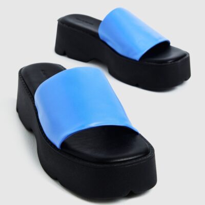 Hot ALICE IN THE EVE Freya Flatform Slides Azure Blue/Black