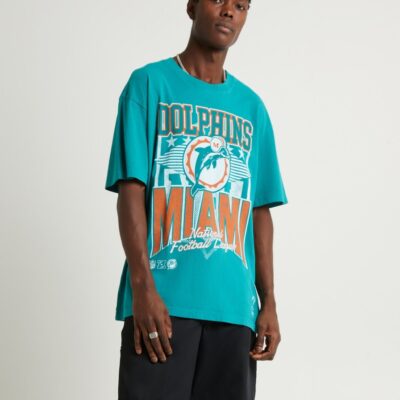 Clearance  MITCHELL & NESS Blitz Short Sleeve T-Shirt Dolphins Blue