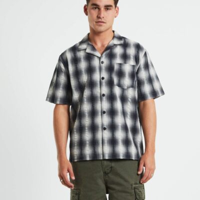 Online BLACK NOISE WHITE RAIN Aura Check Short Sleeve Shirt In Hombre Grey