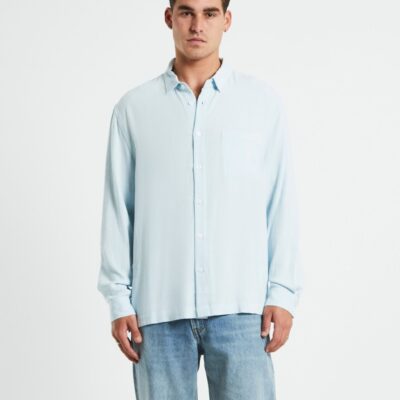 Wholesale ARVUST Harrison Linen Long Sleeve Shirt In Sky Blue