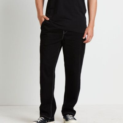 Wholesale TAIKAN Contrast Stitch Carpenter Pants In Black