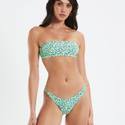 Hot INSIGHT Zaley Heart Leopard Bandeau Bikini Green